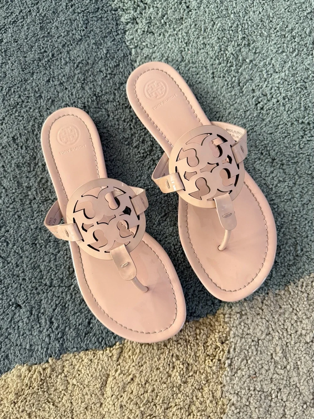 Tory Burch Sea Shell Pink Patent Leather Miller Sandal